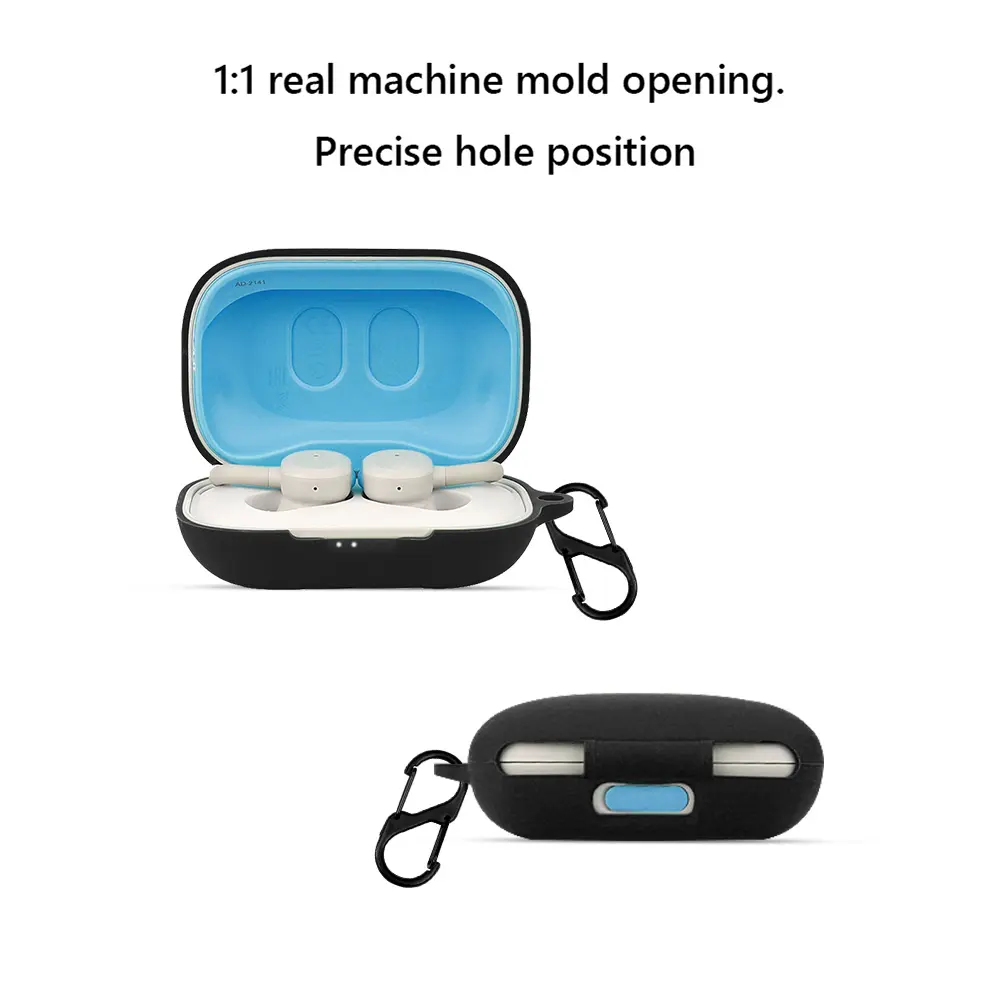 Wireless Earphone Box Cover with Hook for Skullcandy Push Active (Black)