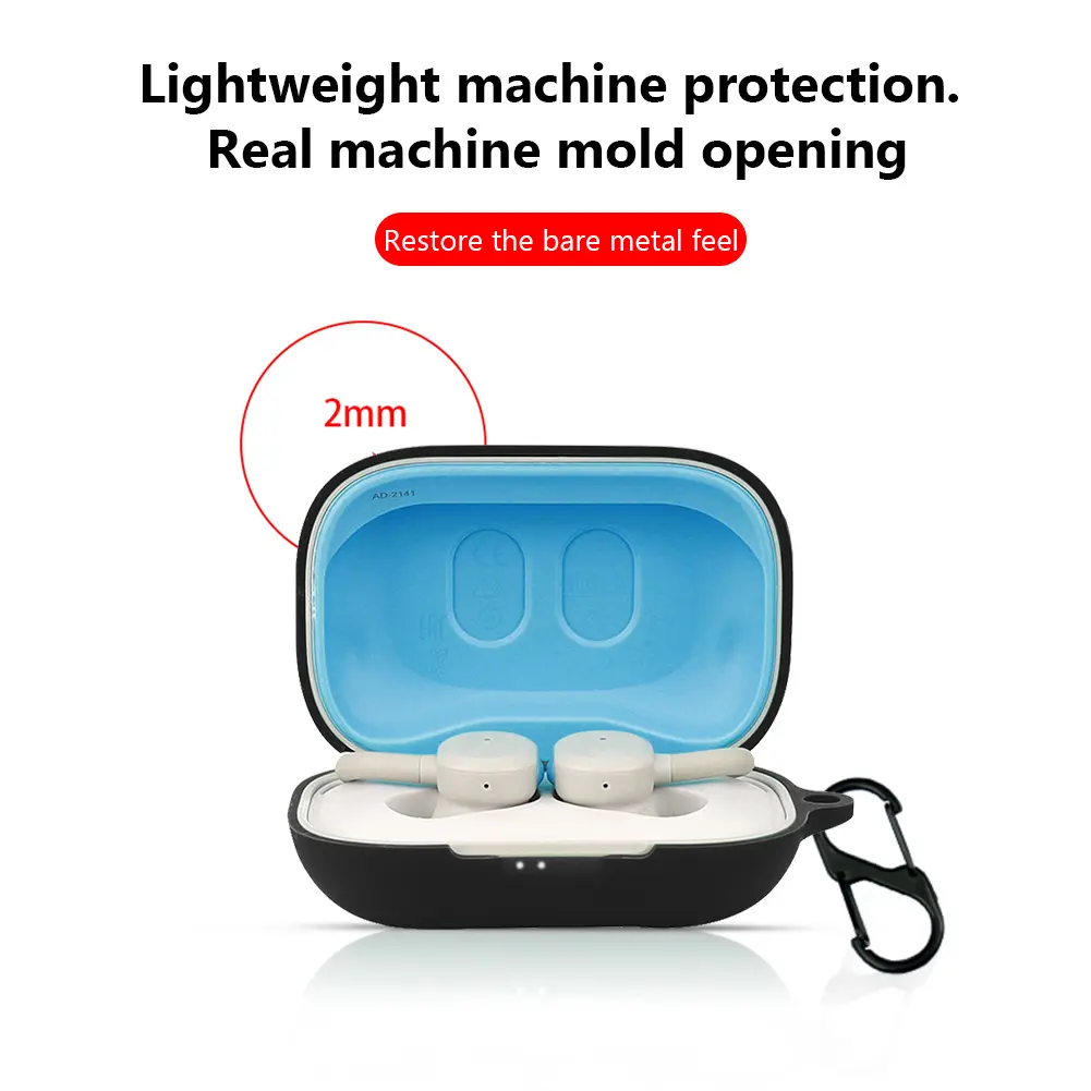 Wireless Earphone Box Cover with Hook for Skullcandy Push Active (Black)