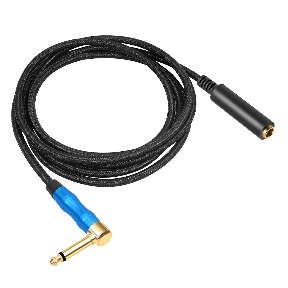 1/4 Inch Right Angle 6.35mm Male To Female Audio Extension Cord Aluminum Alloy Male To Female Audio Extension Cable for Guitars