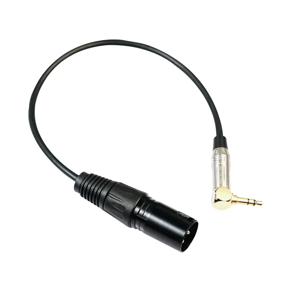 90 Degree 3.5mm Stereo TRS Male To XLR 3Pin Male Audio Cable 0.3m Audio Cable Wire Black Accessories for Headphone Microphone