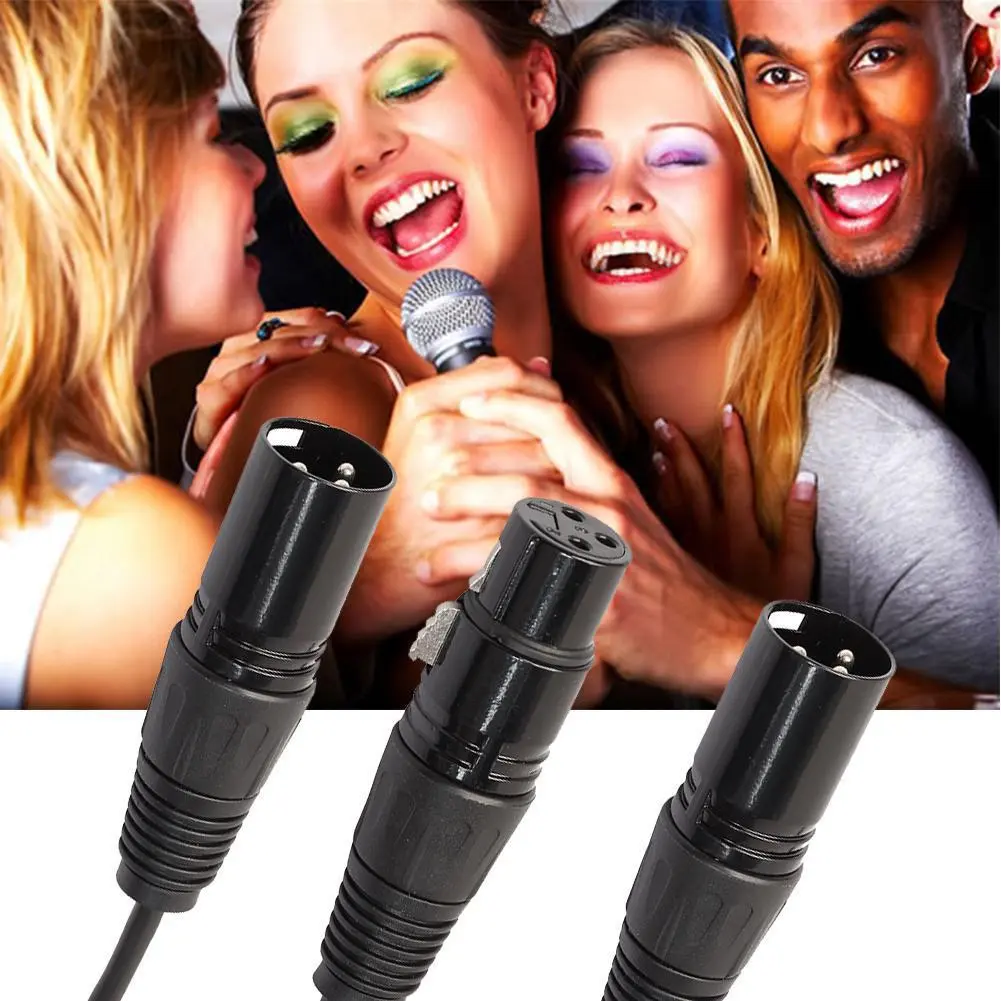 3Pin XLR Female Jack To Dual Male Plug Y Splitter Adapter Cord Professional Extension Cable Black for Microphone