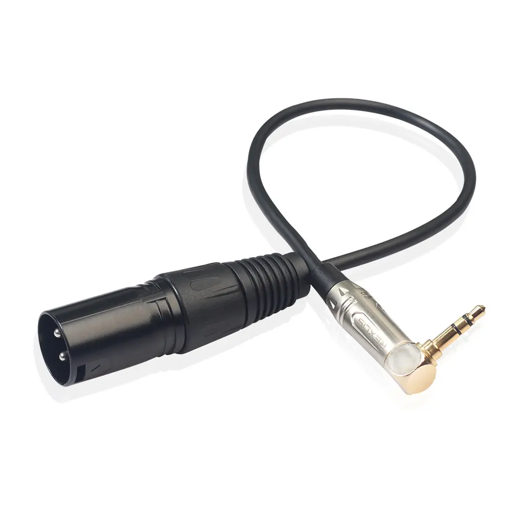 90 Degree 3.5mm Stereo TRS Male To XLR 3Pin Male Audio Cable 0.3m Audio Cable Wire Black Accessories for Headphone Microphone