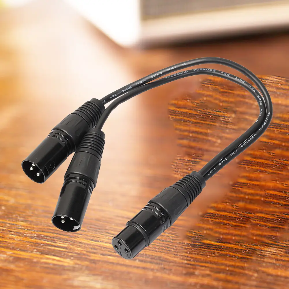 3Pin XLR Female Jack To Dual Male Plug Y Splitter Adapter Cord Professional Extension Cable Black for Microphone