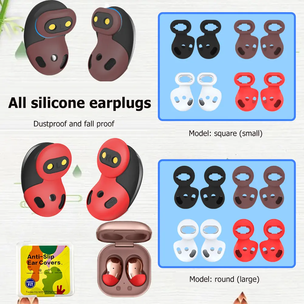 8 Pairs Silicone Ear Tips Non-slip Eartips Cover Replacement Earplug Ear Buds Dustproof for Samsung Galaxy Buds Live Accessories