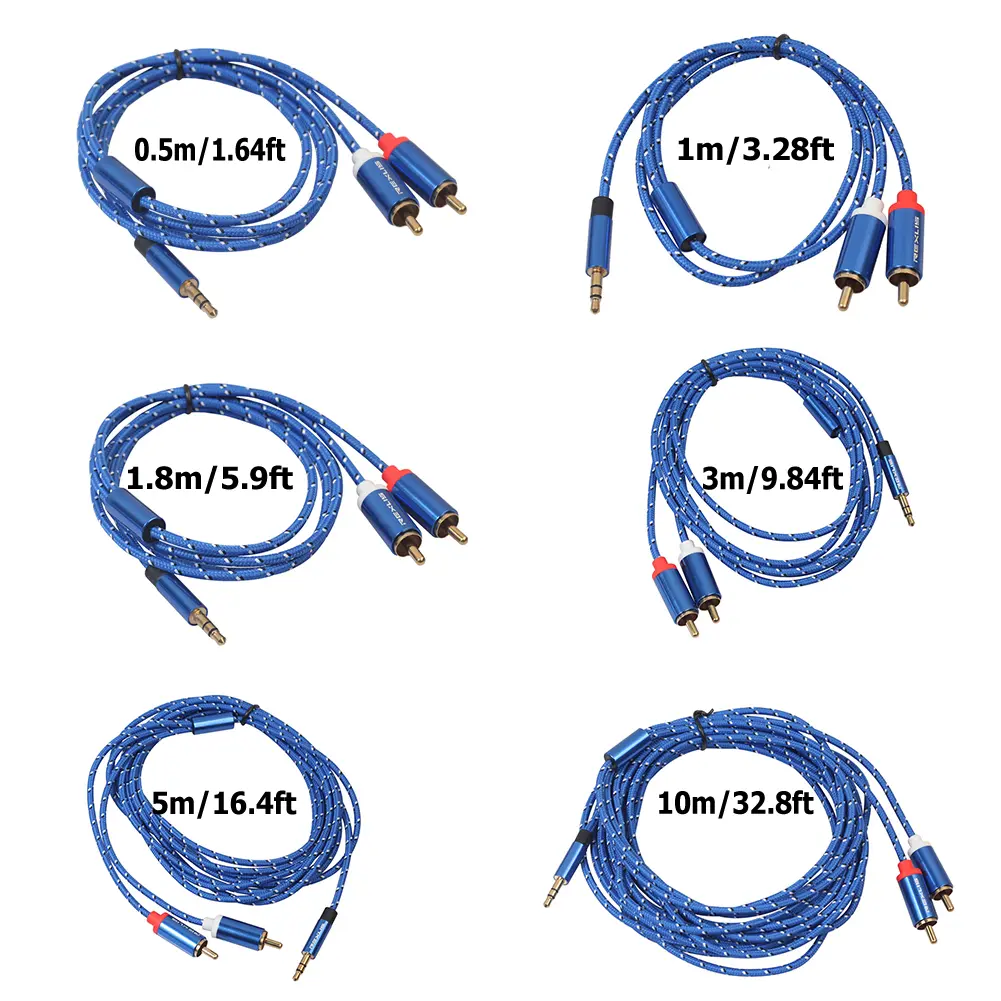 3.5mm Male to 2 RCA Male Aux Audio Cable Wire for Amplifier Phone Edifer