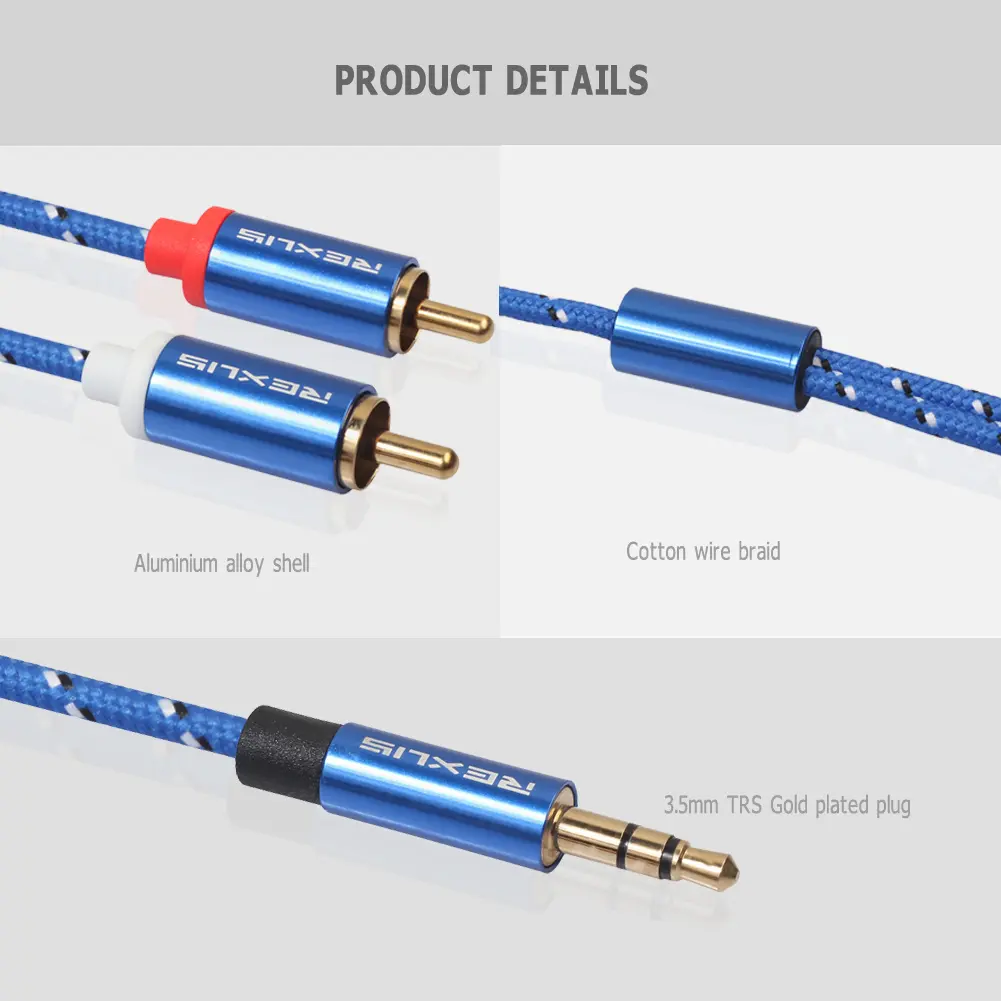 3.5mm Male to 2 RCA Male Aux Audio Cable Wire for Amplifier Phone Edifer