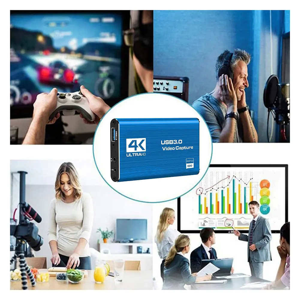 4K HDMI-Compatible USB 3.0 Video Recorder Grabber 1080P 60FPS Audio Video Capture Card 60Hz for OBS Capturing Game Card Live