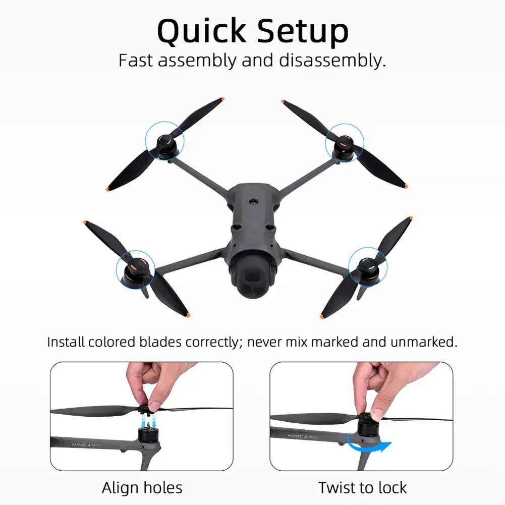 For DJI Mavic 4 Pro Lightweight PC Propellers Easy Install High-Strength Propellers High Toughness Drone Replacement Supplies