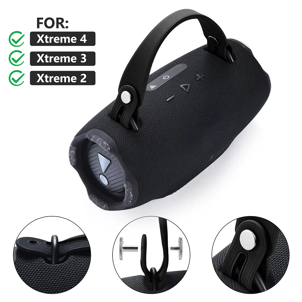 Silicone Detachable Speaker Grip Tape with 2 Pair Screws Handle Strap Accessories for JBL Xtreme 2/ Xtreme 3/Xtreme 4 BT Speaker
