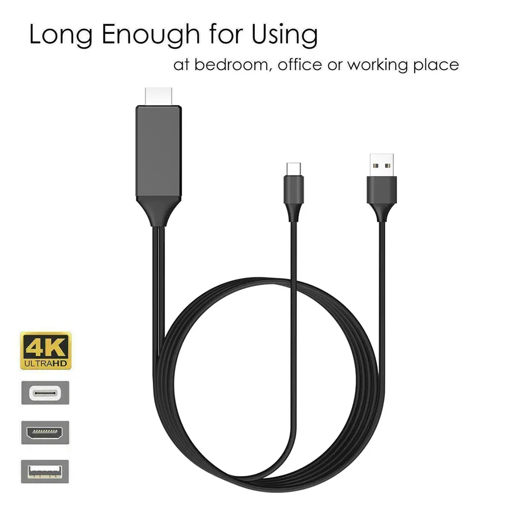 L9 USB C to HDMI-Compatible Mirroring Charging Cord for Android Phone to TV 1.8m
