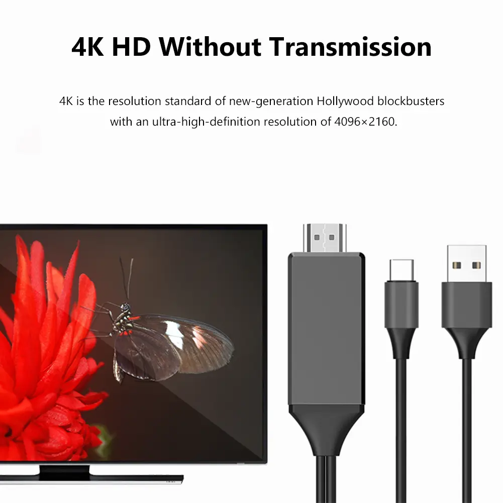L9 USB C to HDMI-Compatible Mirroring Charging Cord for Android Phone to TV 1.8m