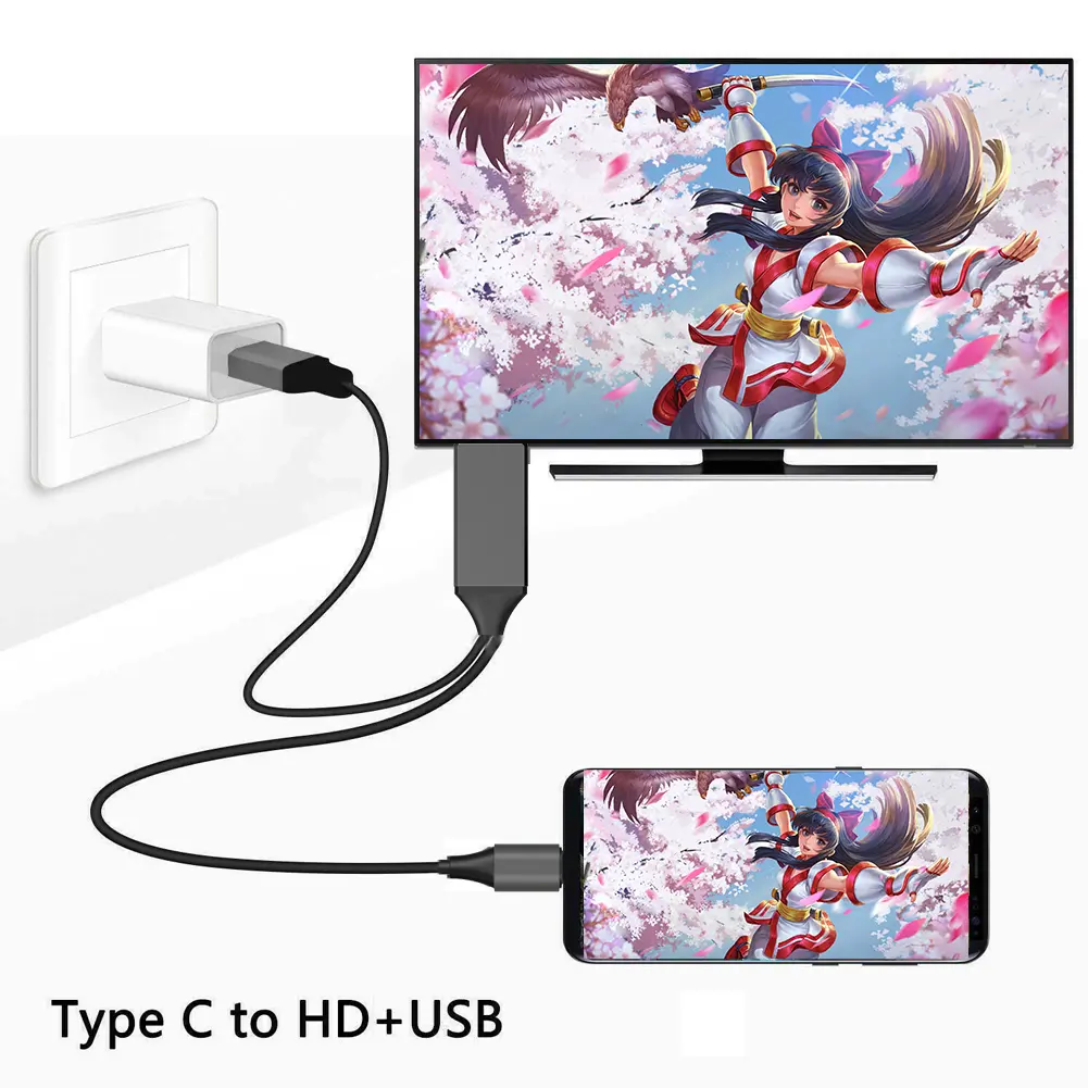 L9 USB C to HDMI-Compatible Mirroring Charging Cord for Android Phone to TV 1.8m