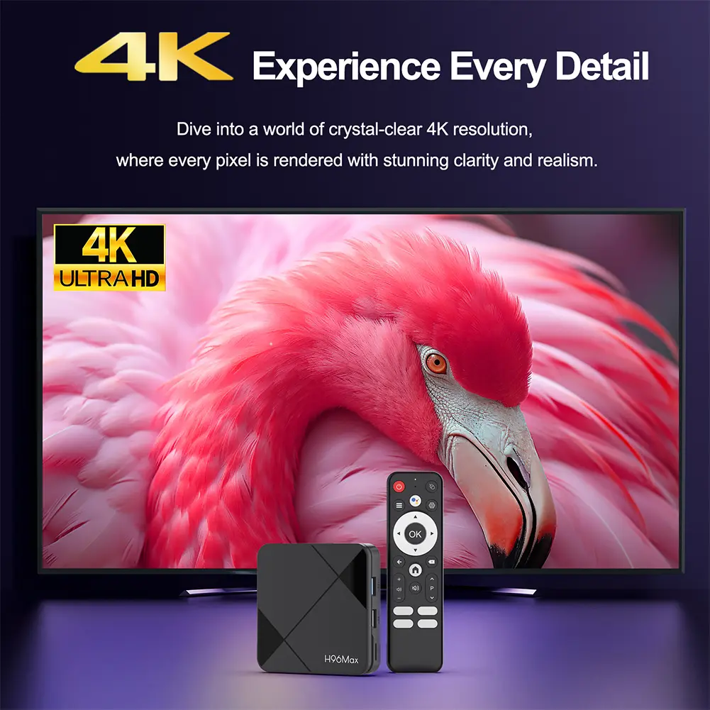 H96Max Home Video Player RK3518 Quad Core 4K HD TV Media Player Voice Remote Control Mouse Assistant