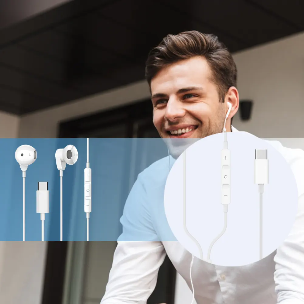 Type C Earbuds Noise Cancelling Type C Earphones In-Ear with Microphone Volume Control for iPhone 16/15 Pro Samsung Galaxy