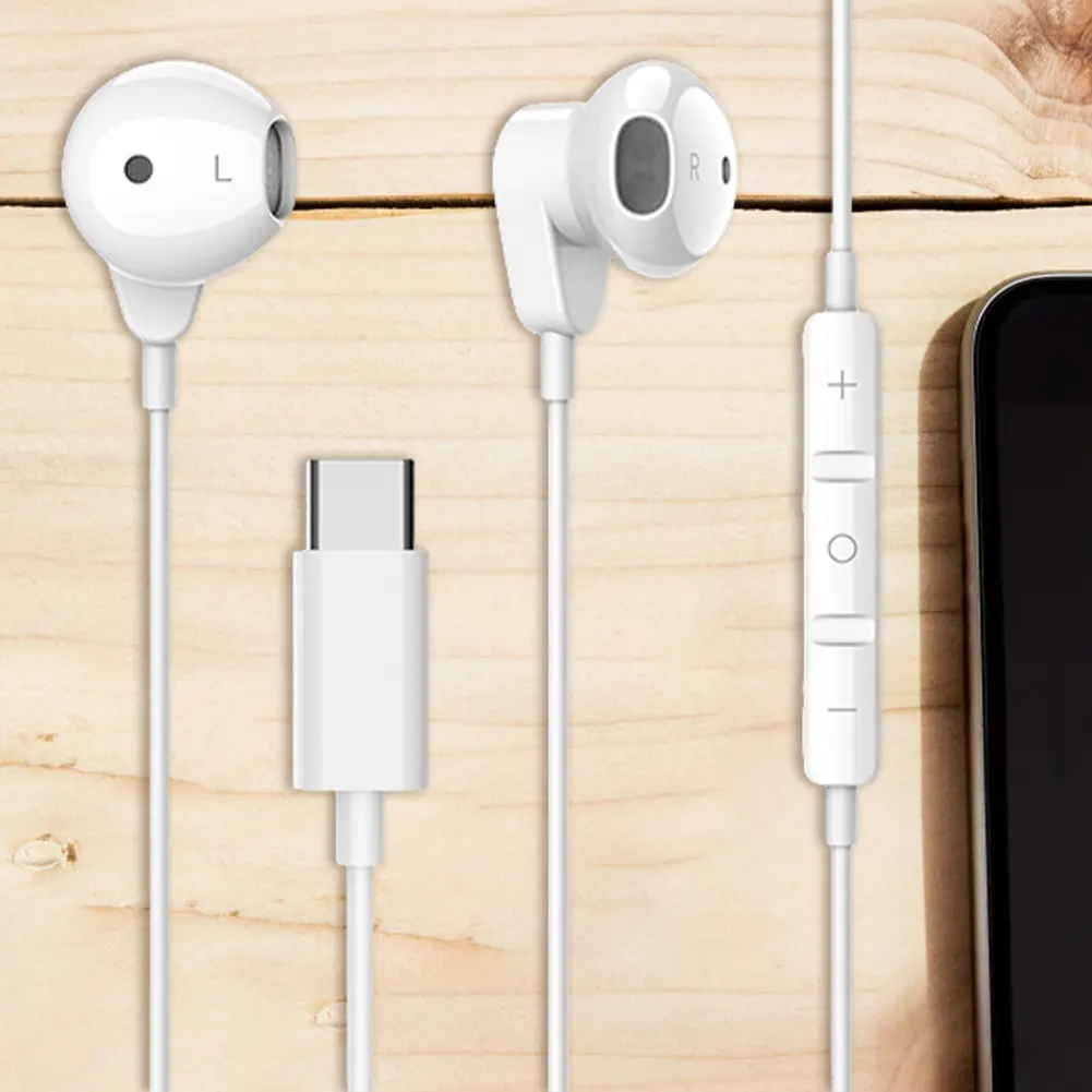 Type C Earbuds Noise Cancelling Type C Earphones In-Ear with Microphone Volume Control for iPhone 16/15 Pro Samsung Galaxy