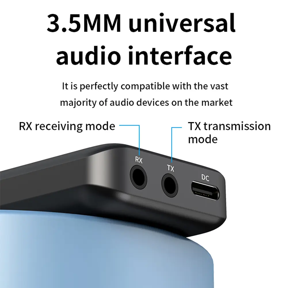 BT 5.3 Adapter Audio Transmitter Receiver 3.5mm AUX Wireless Audio Adapter Audio Receiver for Home Speakers Wired Headphones