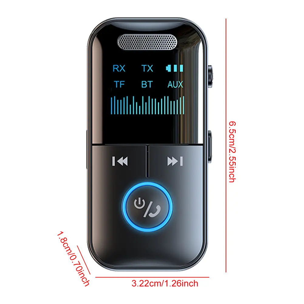 BT 5.4 Receiver Transmitter Wireless Audio 3.5mm Jack Aux Adapter with LED Display Wireless Transmitter Adapter Support TF Card