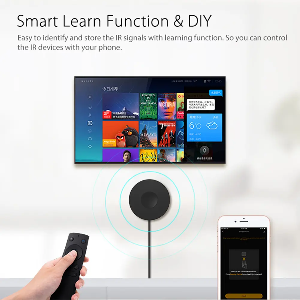 Universal Remote Control Support for  Alexa Google Assistant for Air Conditioner TV Tuya WiFi IR RF Remote Control