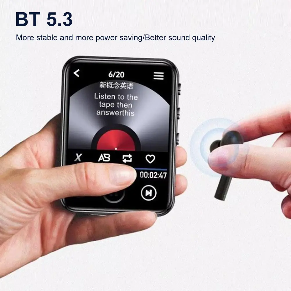 MP3 MP4 Player Lossless Music Player Full Touch Screen Bluetooth-Compatible Voice Recorder Support FM Radio Recording E-Book