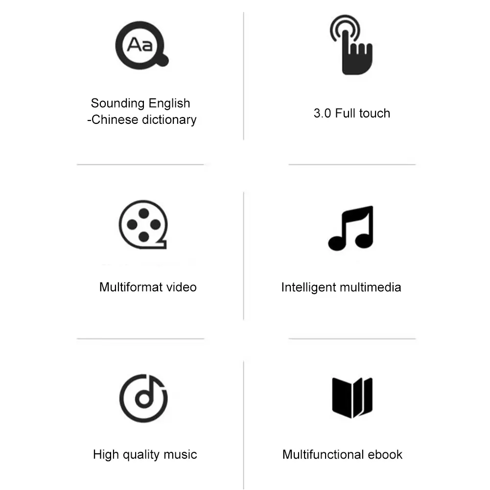 MP3 MP4 Player Lossless Music Player Full Touch Screen Bluetooth-Compatible Voice Recorder Support FM Radio Recording E-Book