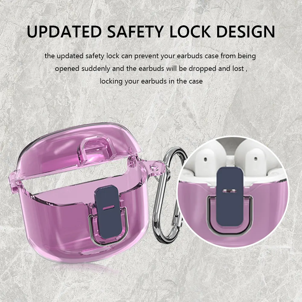 Protective Cover Shockproof Hard PC Shell Clear Case Cover Protective Sleeve Waterproof for JBL Tune Flex 2023 Wireless Earbuds