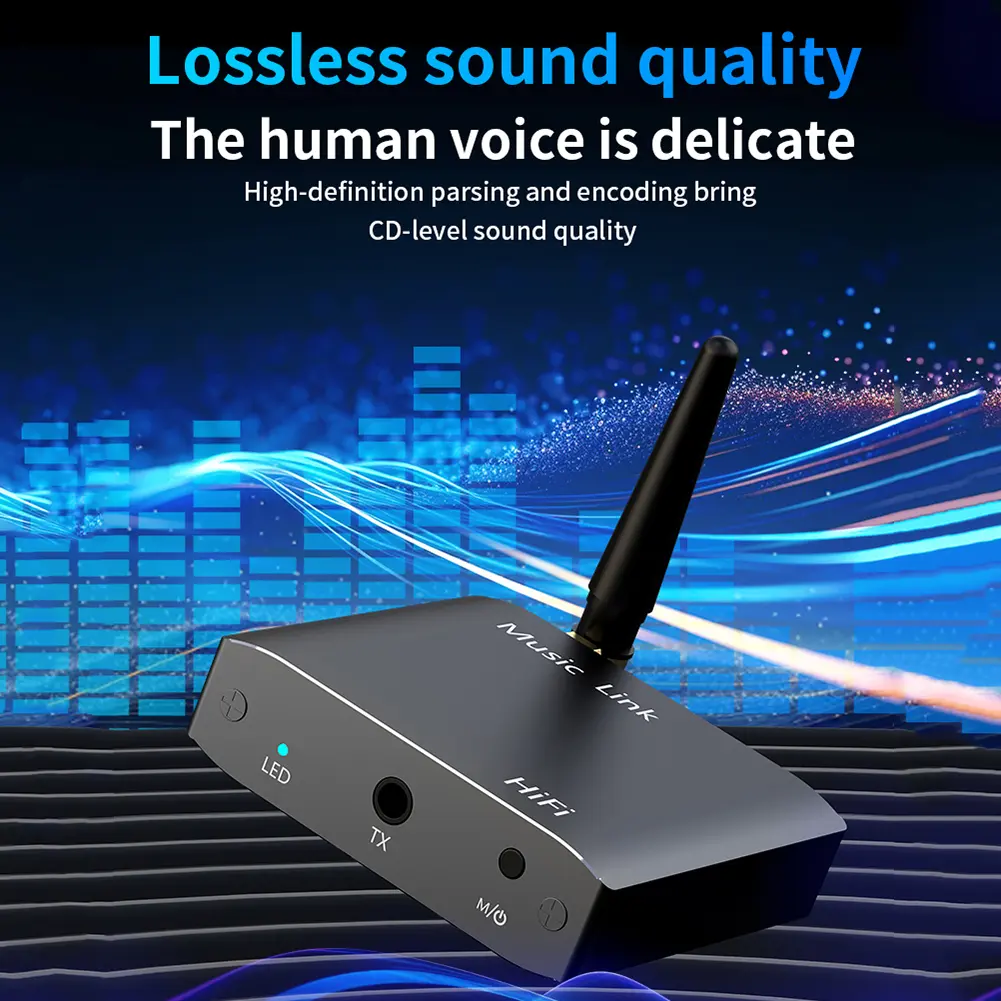 2 In 1 BT 5.3 Transmitter Receiver Wireless Audio Adapter Music Receiver for TV/Car/PC/Home Stereo/Speakers