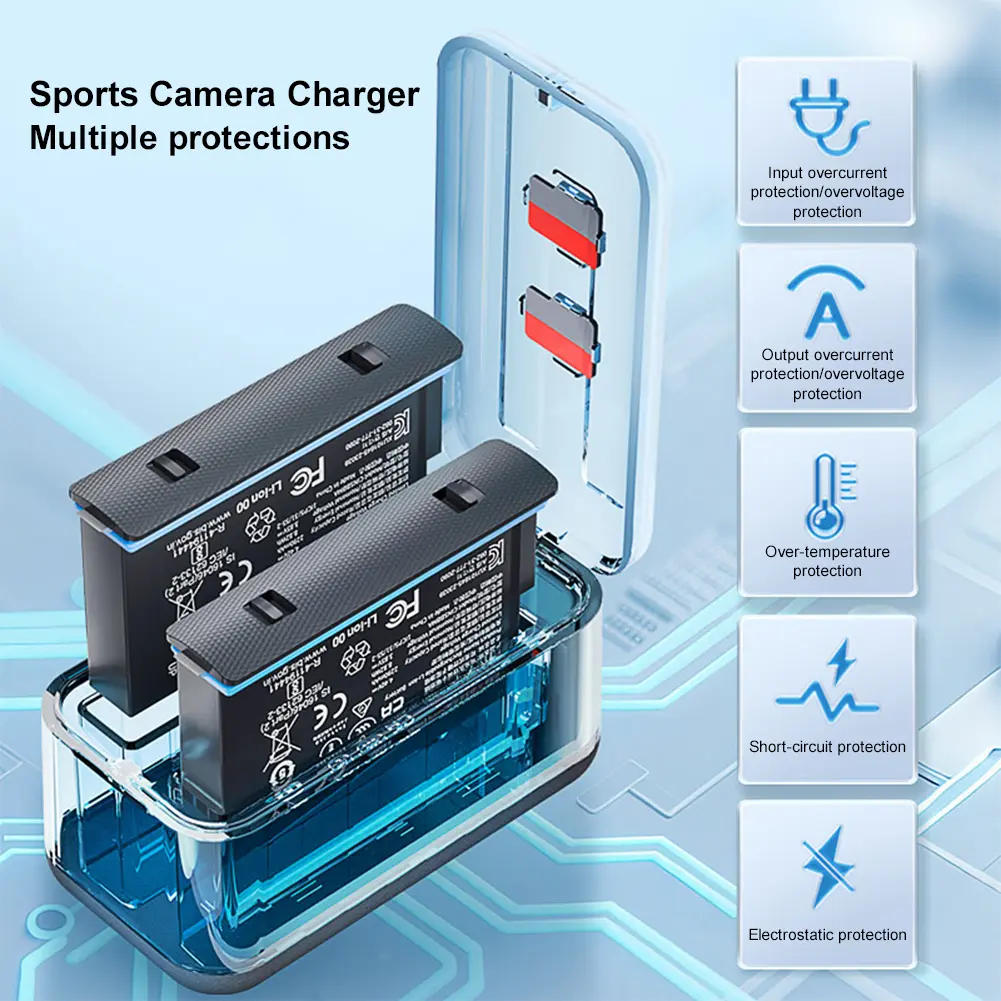 For Insta360 X5 Fast Charging Case Dual-Slot Portable Battery Charging Box Portable Battery Charger Action Camera Accessories