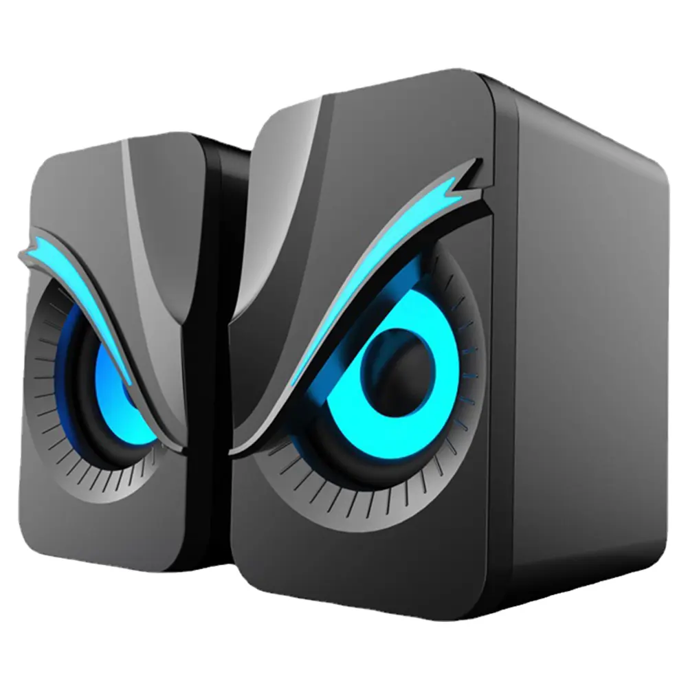 Computer Speakers with RGB Lights Portable Mini Speaker Wired Volume Control Subwoofer Speaker for PC Computer Laptop