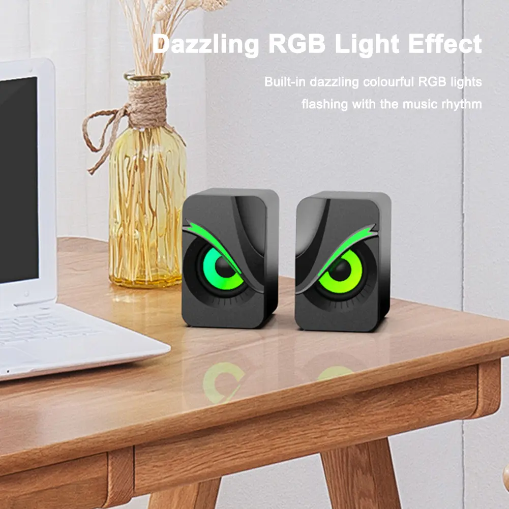 Computer Speakers with RGB Lights Portable Mini Speaker Wired Volume Control Subwoofer Speaker for PC Computer Laptop