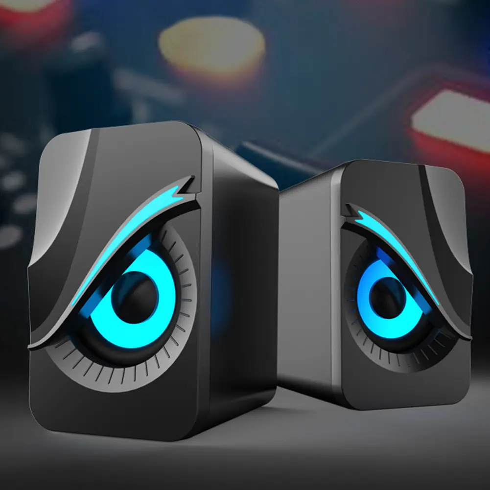 Computer Speakers with RGB Lights Portable Mini Speaker Wired Volume Control Subwoofer Speaker for PC Computer Laptop