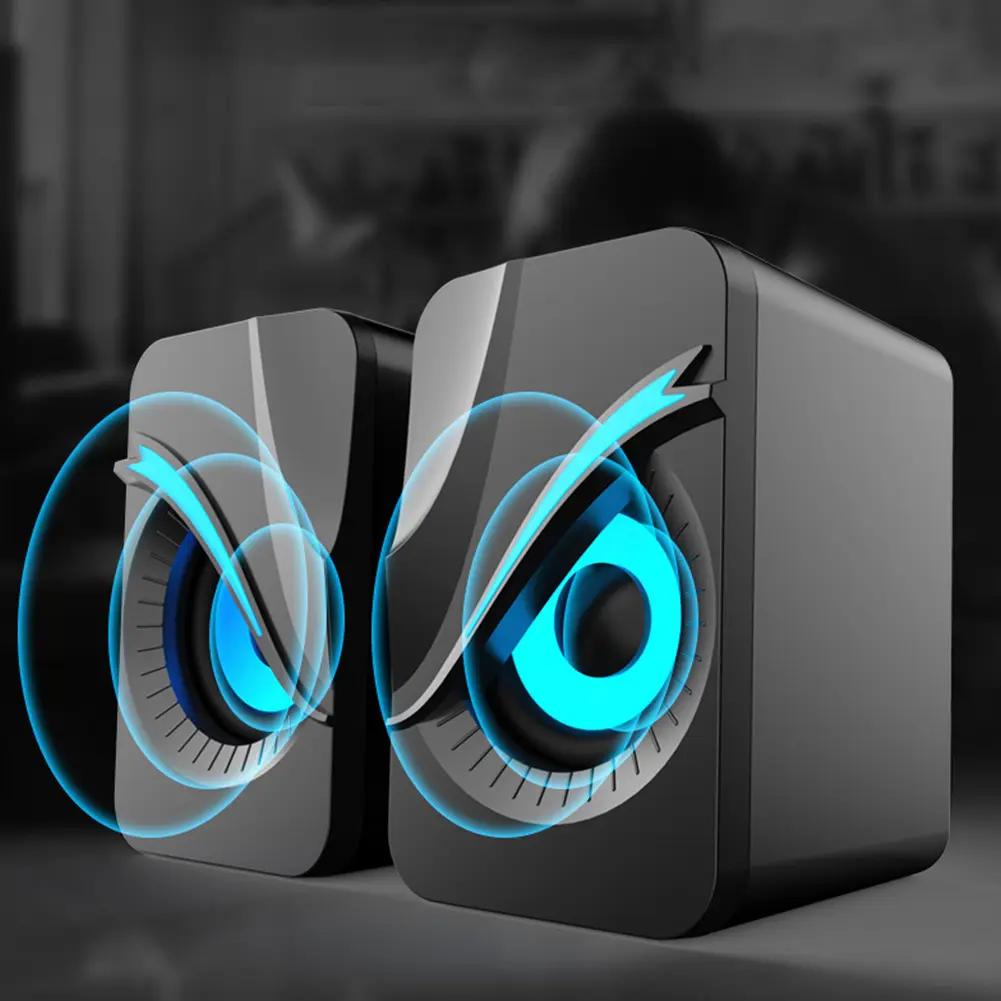 Computer Speakers with RGB Lights Portable Mini Speaker Wired Volume Control Subwoofer Speaker for PC Computer Laptop