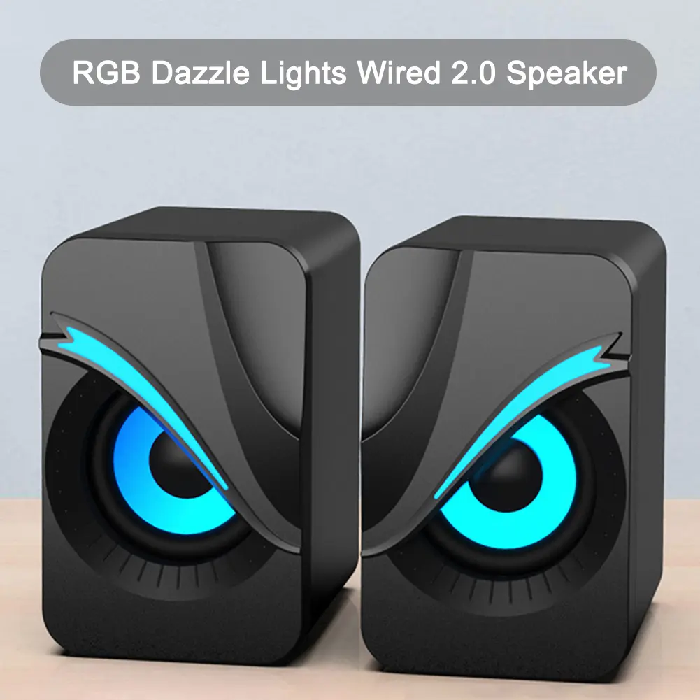 Computer Speakers with RGB Lights Portable Mini Speaker Wired Volume Control Subwoofer Speaker for PC Computer Laptop