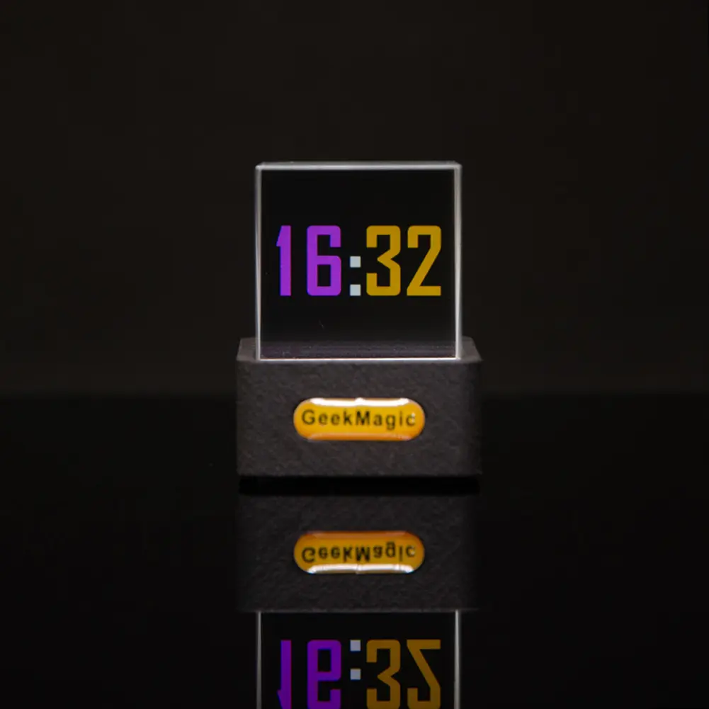 Crystal Cube Photo Display Holographic Desktop Mini Smart WIFI Weather Station Clock with GIF Animations for Desktop Decor