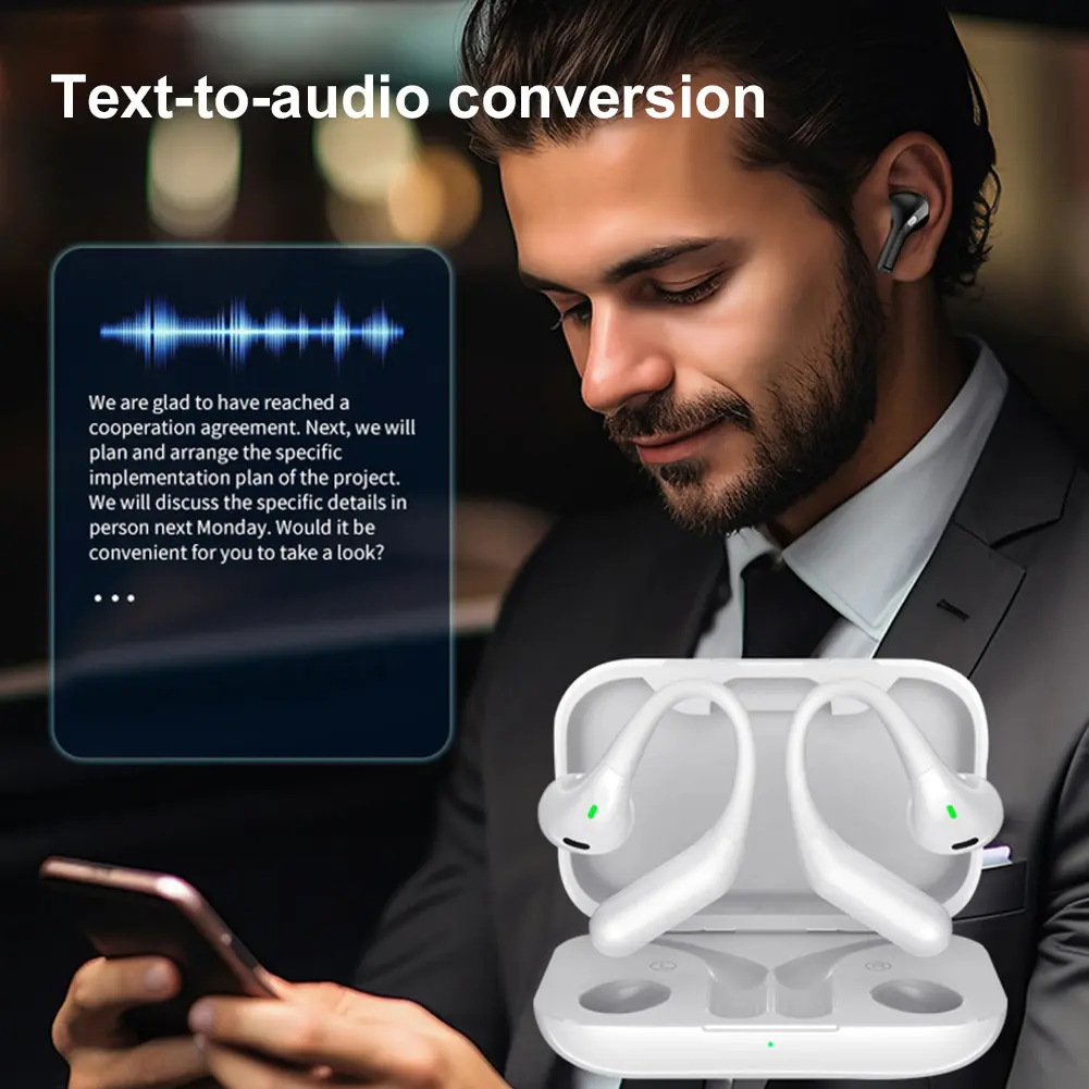 Real Time Translator Earbuds Bluetooth-Compatible 5.3 Two-Way Translator Earbuds Translator Headset for Sports Business Travel