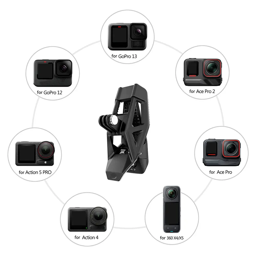 Helmet Clamp Mount Sport Camera Clip for GoPro 13 12 11 10 9 8 for DJI Osmo Action 5 Pro 4 3 for Insta 360 X5 X4 Accessories