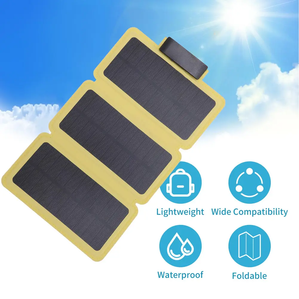 Outdoor Solar Power Charger USB Portable Solar Power Bank Solar Mobile Power Battery Charger for Camping Hiking Picnic Climbing