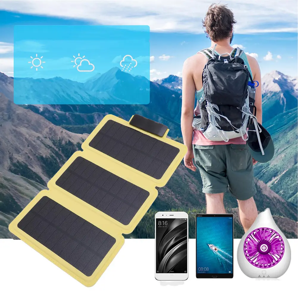 Outdoor Solar Power Charger USB Portable Solar Power Bank Solar Mobile Power Battery Charger for Camping Hiking Picnic Climbing