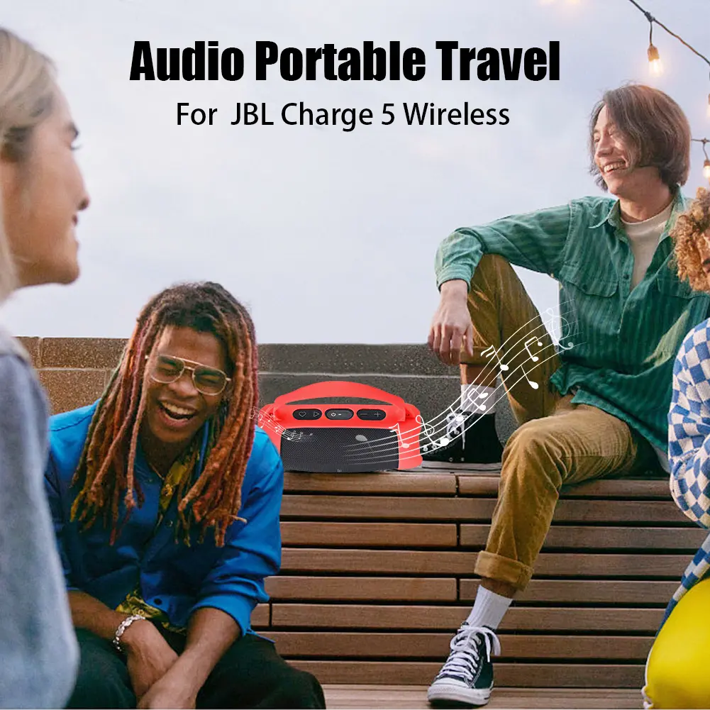 Silicone Cover Case Waterproof Travel Carrying Protective Gel Soft Skin Shockproof for JBL Charge 5 Wi-Fi Wireless Speaker