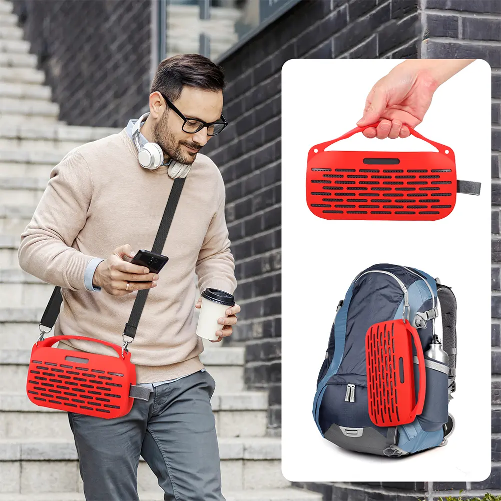 Silicone Cover Case with Handle & Shoulder Strap Travel Protective Carrying Pouch Carrying Case for Bose SoundLink Flex 2nd Gen