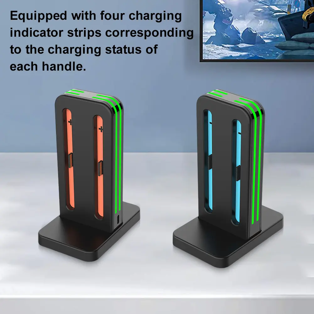 4 In 1 Game Controller Charger LED Indicator Magnetic Charging Dock Colored Light Handle Charging Base for NS2