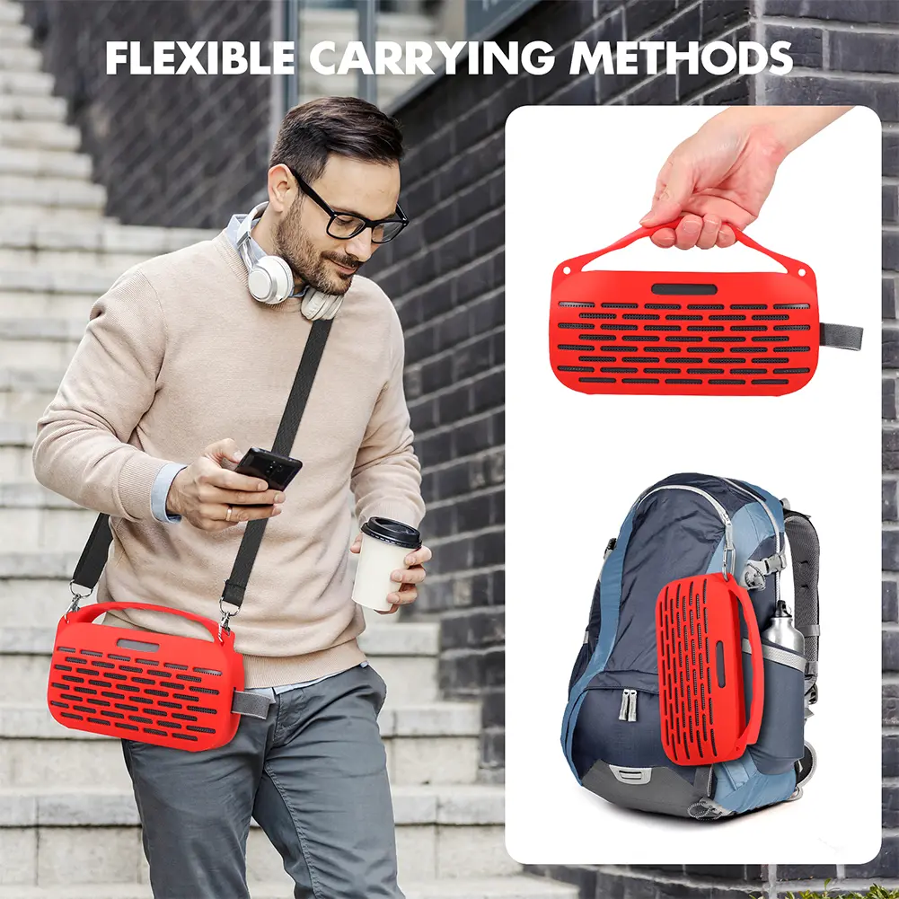 Silicone Cover Case with Handle & Shoulder Strap Travel Protective Carrying Pouch Carrying Case for Bose SoundLink Flex 2nd Gen