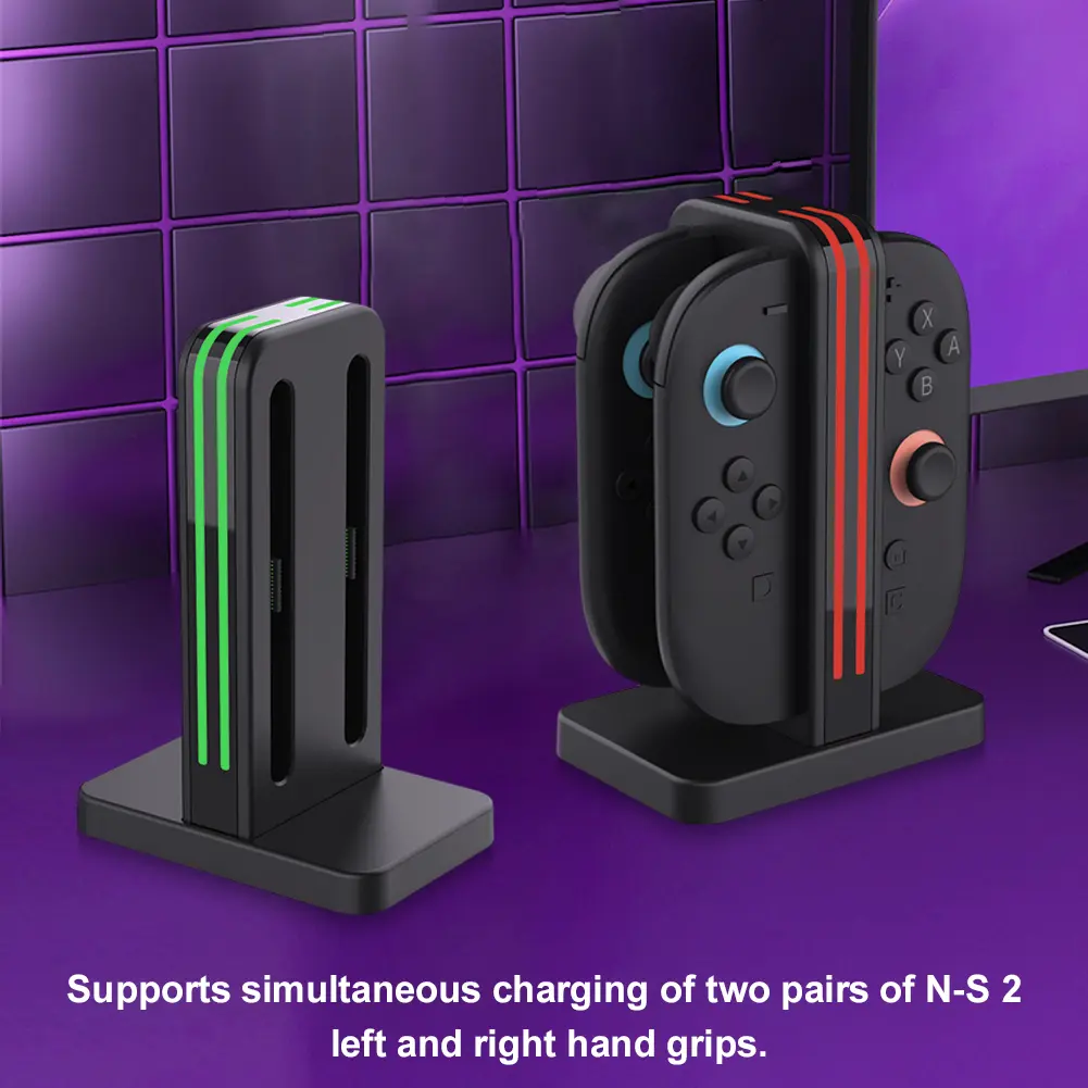 4 In 1 Game Controller Charger LED Indicator Magnetic Charging Dock Colored Light Handle Charging Base for NS2