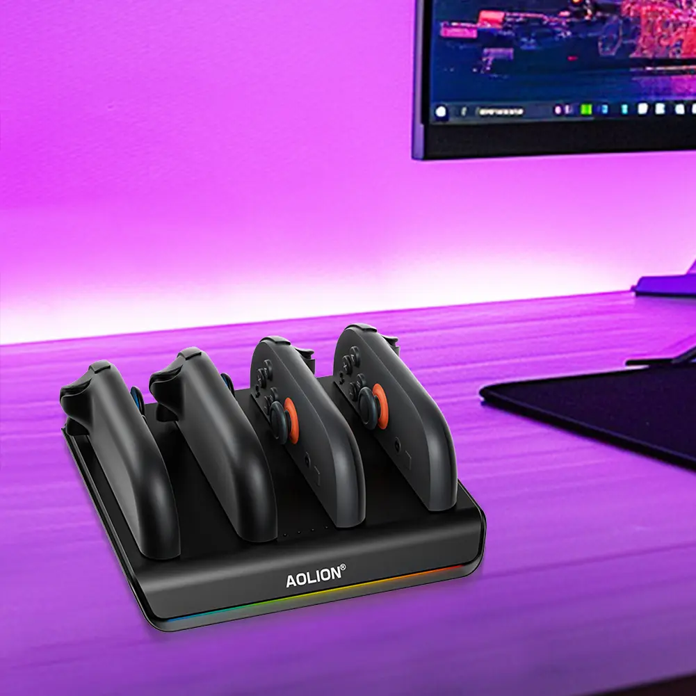 Controller Charger 4 in 1 Charging Station with RGB Lights Charger Stand Station for Nintendo Switch2 Joy-Con Accessories