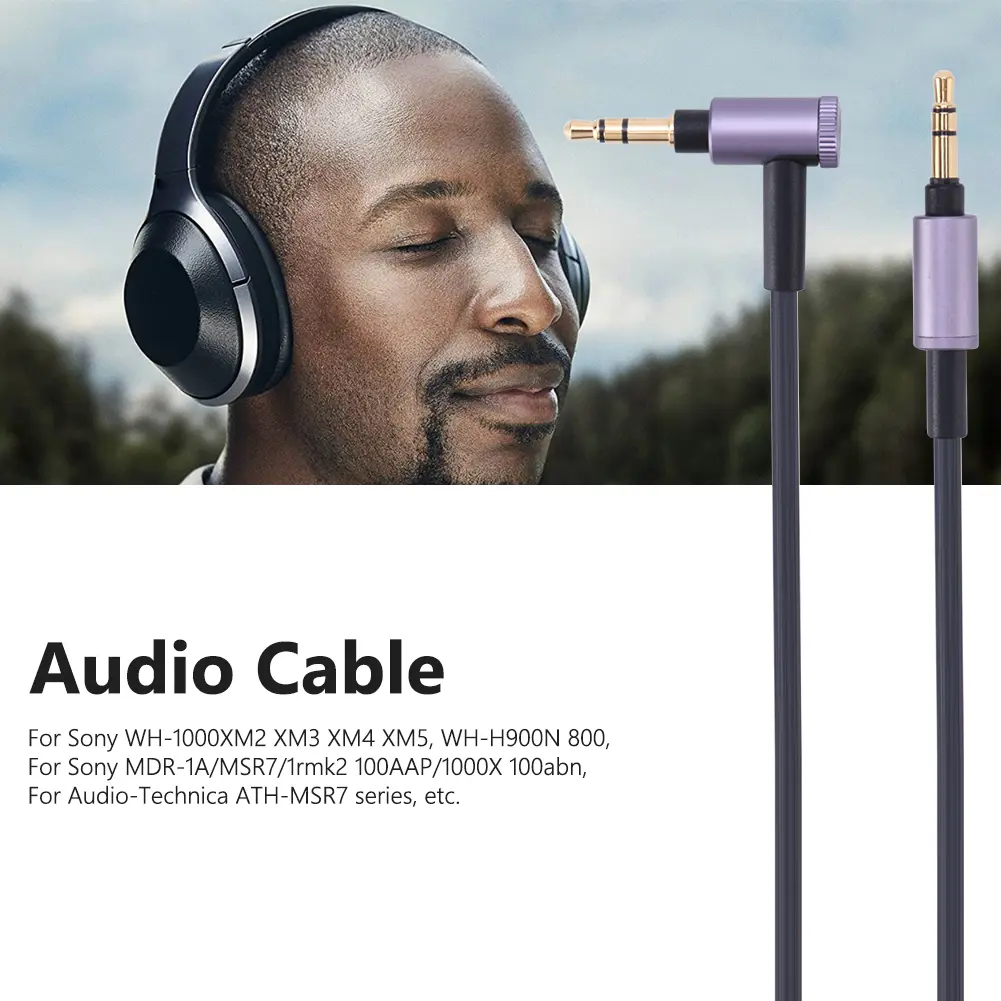 3.5mm AUX Headphone Audio Cable Replacement 1.5m Headphones Cord Volume Control Headset Cable Accessories for Sony WH-H900N H800