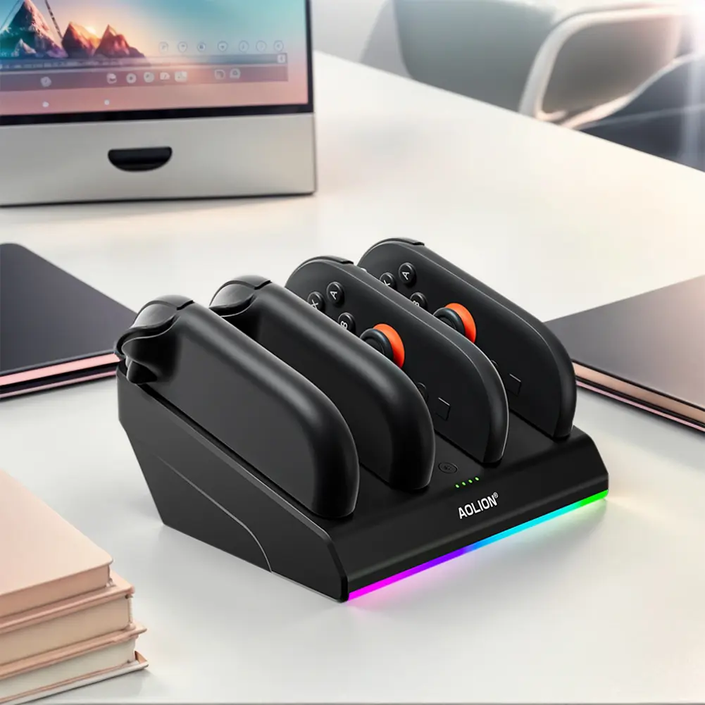Controller Charger 4 in 1 Charging Station with RGB Lights Charger Stand Station for Nintendo Switch2 Joy-Con Accessories