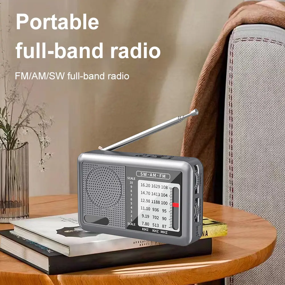 Portable Radio with Rechargeable Battery Earphone FM AM SW Radio Pocket Radio for Indoor Outdoor