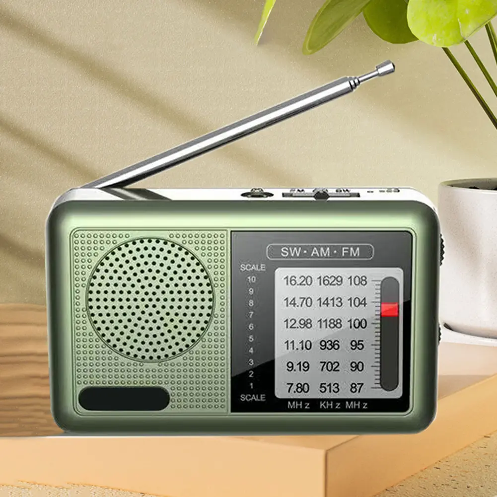 Portable Radio with Rechargeable Battery Earphone FM AM SW Radio Pocket Radio for Indoor Outdoor