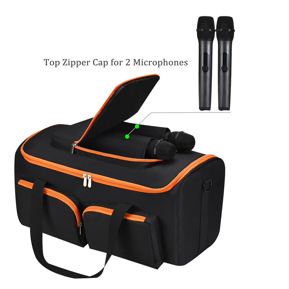 Universal Audio Storage Bag with Microphone Pockets Outdoor Travel Case Multi Pocket Padded Storage Bags for PartyBox On-The-Go