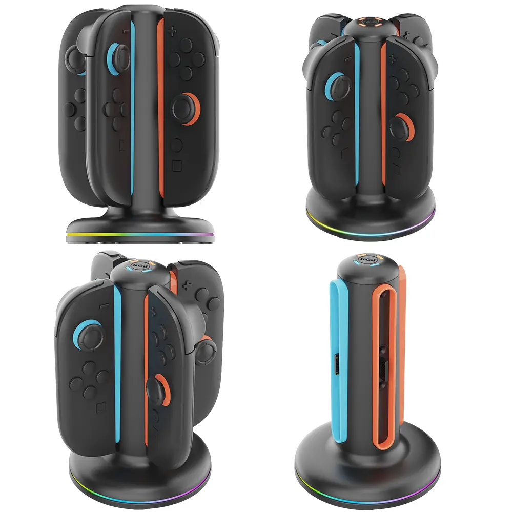 Magnetic Controller Charger Stand Station 4 in 1 Magnetic Charger Station with Lights for Nintendo Switch2 Accessories