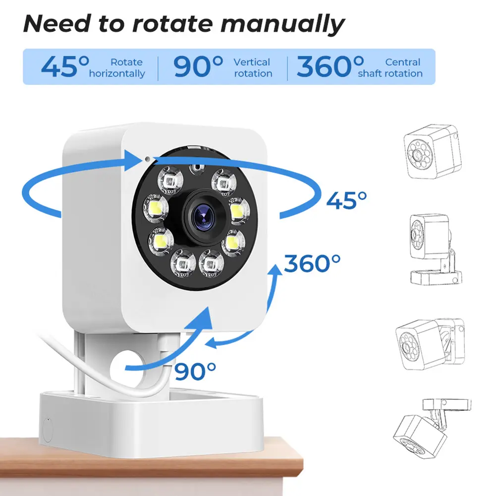 Tuya CCTV Surveillance Camera Color Night Vision 2.4G Wifi Monitoring Camera As Night Light Support 128GB TF Card Audio Intercom